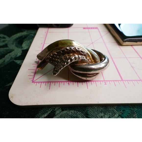 Huge Vintage Israel Electroform Sterling Silver Waterfall 2 Tone Earrings Signed - Picture 5 of 9